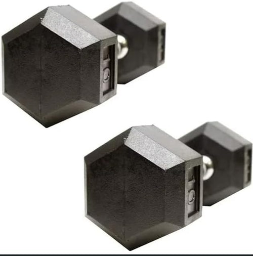 Barbell Rubber encased Hex Dumbbell Weights with Metal Handles for